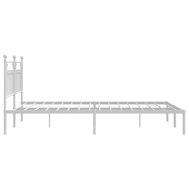 Bowery Hill Rectangular Powder-Coated Steel Full Bed Frame in White