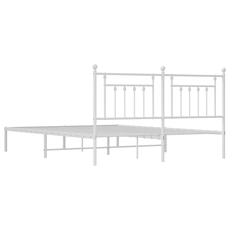 Bowery Hill Rectangular Powder-Coated Steel Full Bed Frame in White