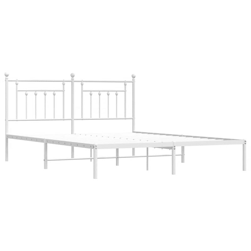 Bowery Hill Rectangular Powder-Coated Steel Full Bed Frame in White