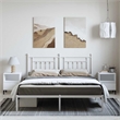 Bowery Hill Rectangular Powder-Coated Steel Full Bed Frame in White