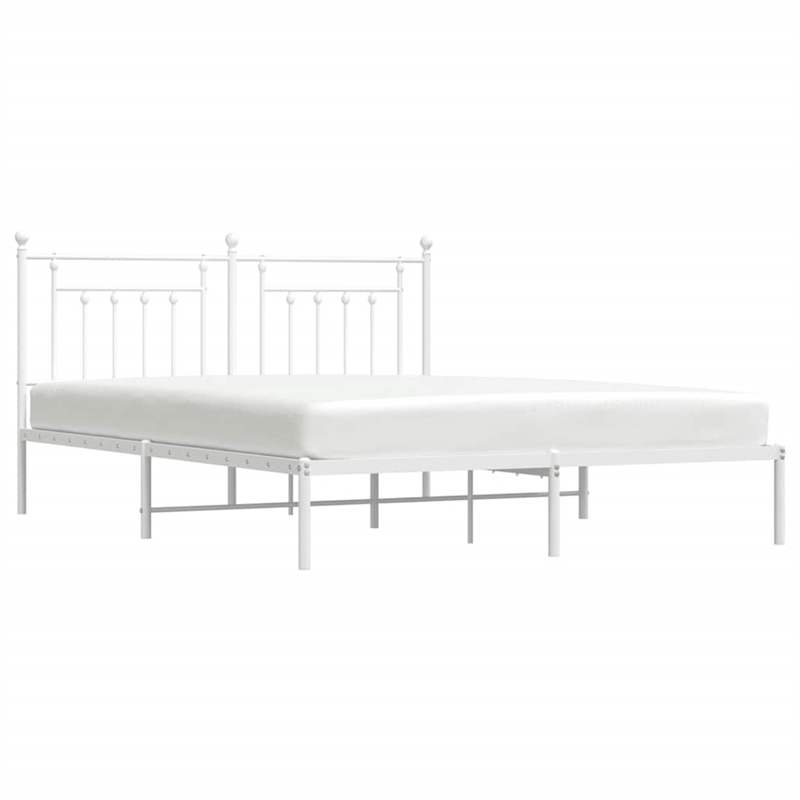 Bowery Hill Rectangular Powder-Coated Steel Full Bed Frame in White