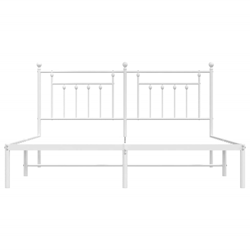 Bowery Hill Rectangular Powder-Coated Steel Full Bed Frame in White