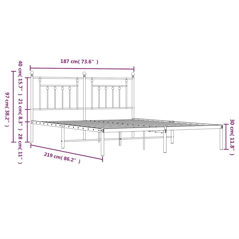 Bowery Hill Rectangular Powder-Coated Steel Full Bed Frame in White