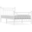 Bowery Hill Contemporary Powder-Coated Steel Single Bed Frame in White