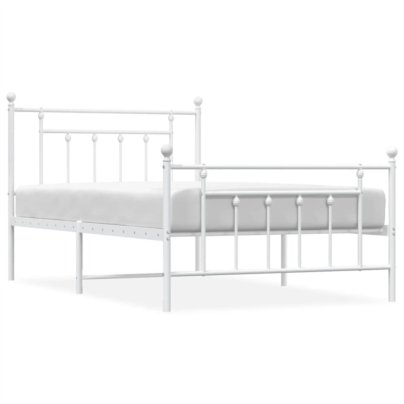 Bowery Hill Rectangular Powder-Coated Steel Twin Bed Frame in White