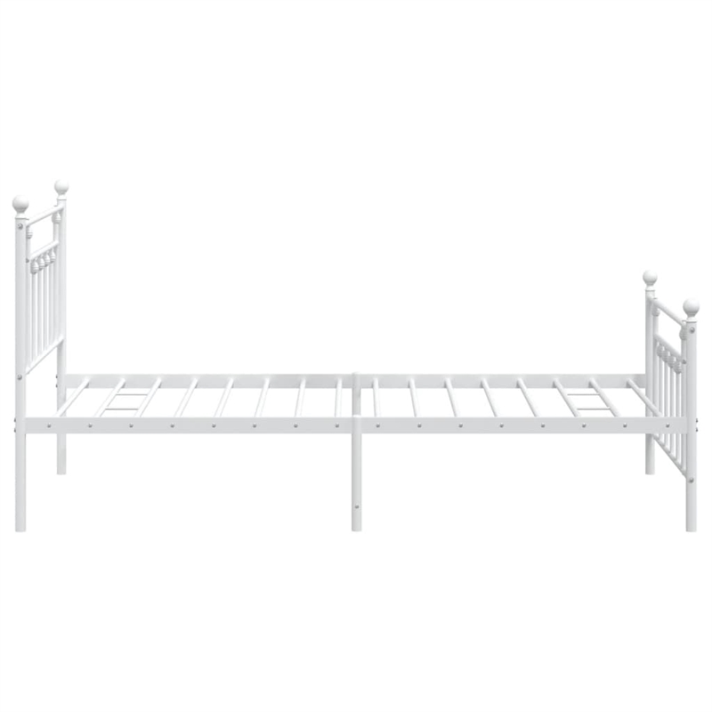 Bowery Hill Rectangular Powder-Coated Steel Twin Bed Frame in White