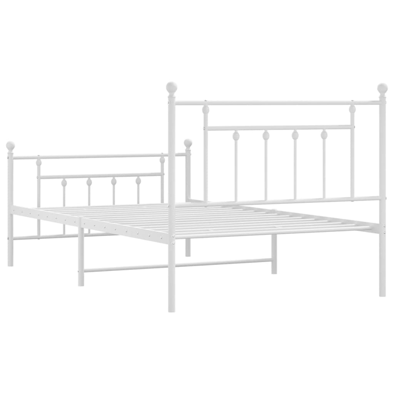 Bowery Hill Rectangular Powder-Coated Steel Twin Bed Frame in White