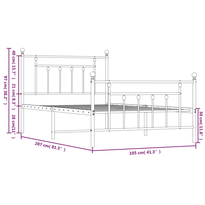 Bowery Hill Rectangular Powder-Coated Steel Twin Bed Frame in White