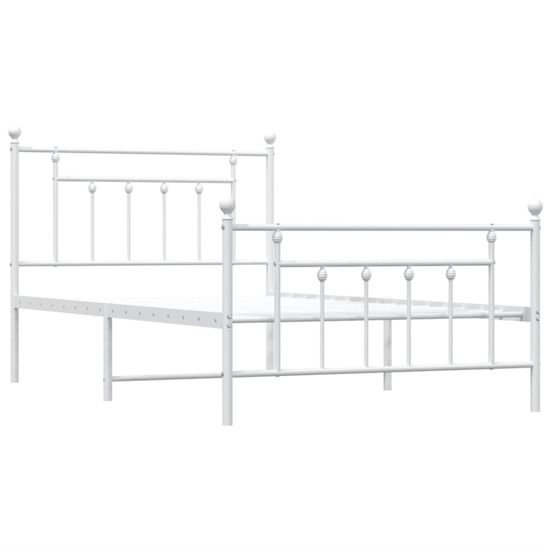 Bowery Hill Rectangular Powder-Coated Steel Twin Bed Frame in White