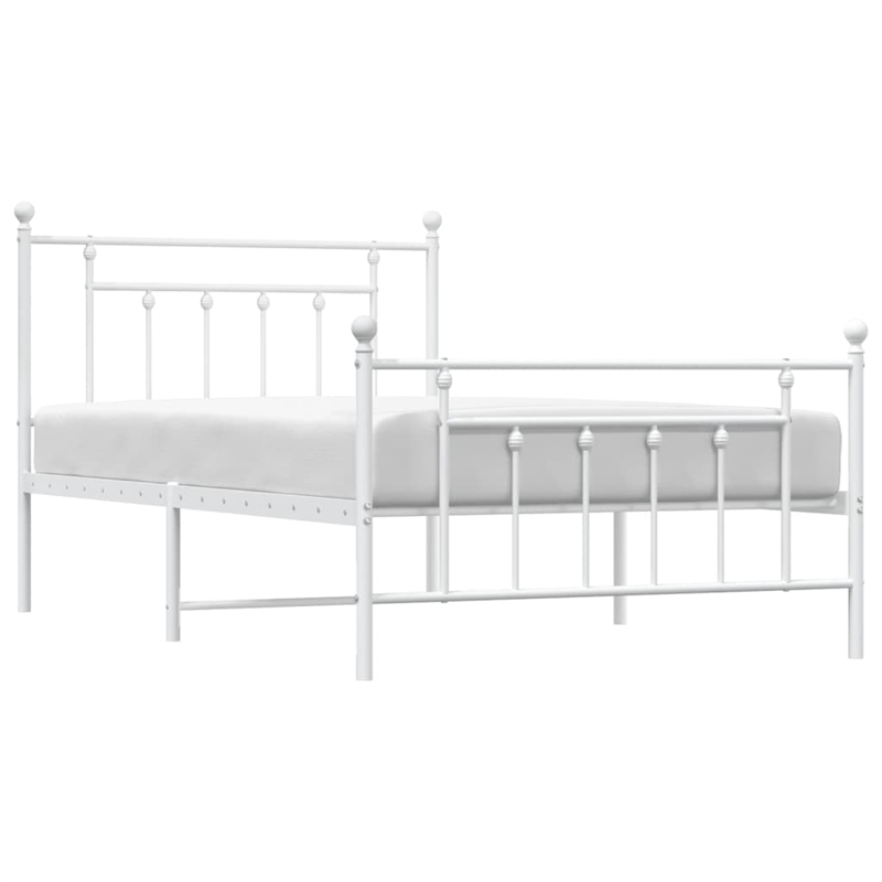 Bowery Hill Rectangular Powder-Coated Steel Twin Bed Frame in White