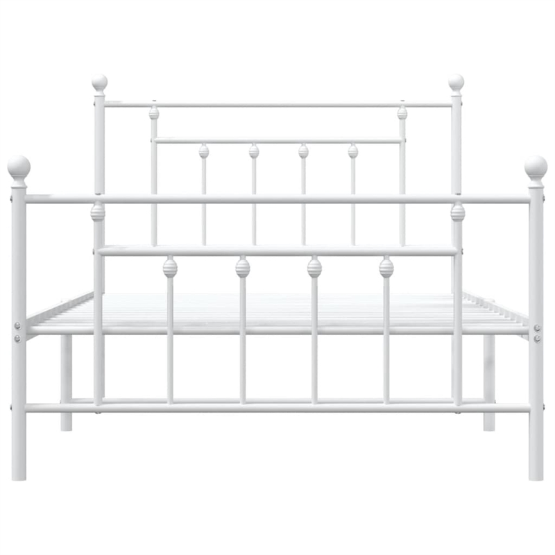 Bowery Hill Rectangular Powder-Coated Steel Twin Bed Frame in White