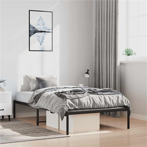 Bowery Hill Contemporary Rectangular Single Steel Bed Frame in Black