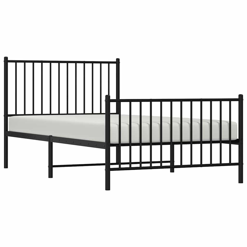 Bowery Hill Contemporary Powder-Coated Steel Single Bed Frame in Black