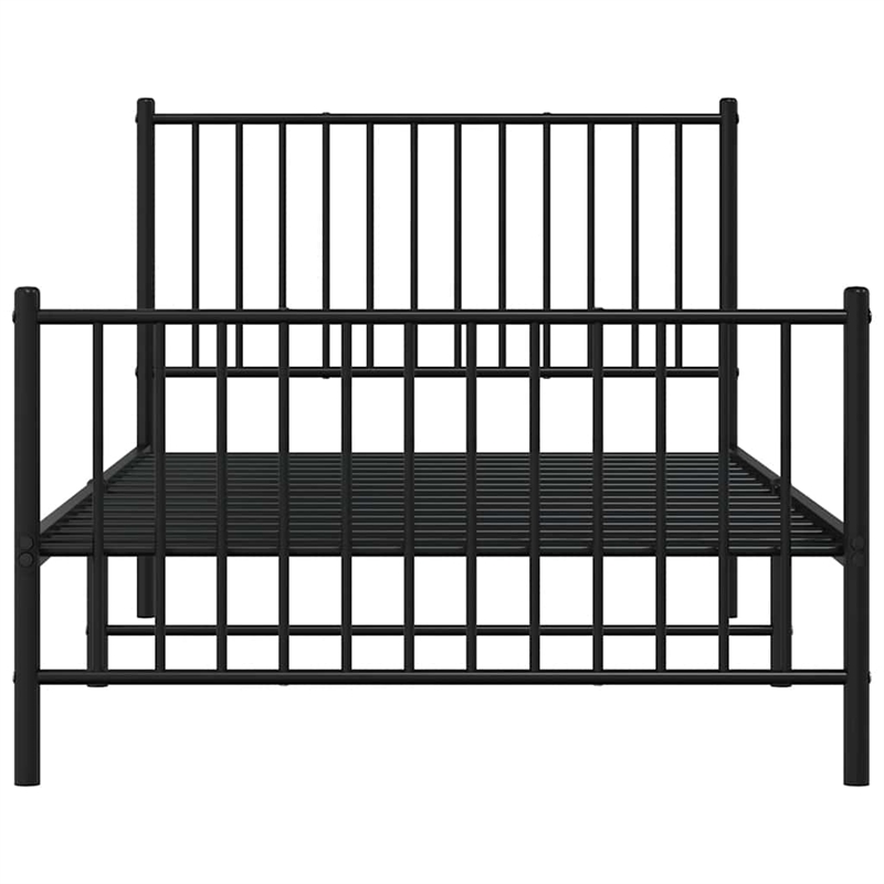 Bowery Hill Contemporary Powder-Coated Steel Single Bed Frame in Black
