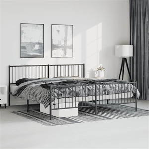 Bowery Hill 76 x 80 Rectangular Durable Steel Bed Frame in Black