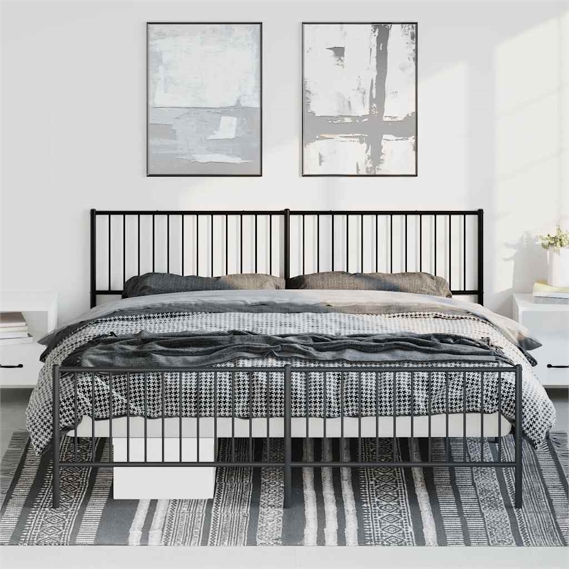 Bowery Hill 76 x 80 Rectangular Durable Steel Bed Frame in Black