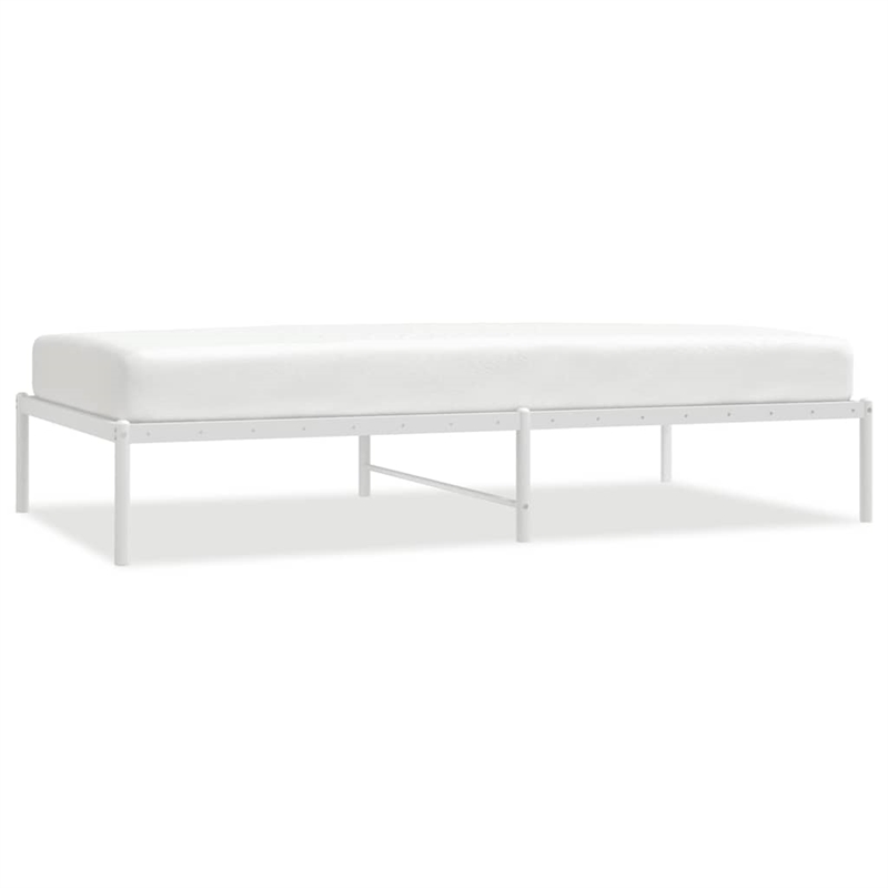 Bowery Hill Powder-Coated Steel Single Bed Frame in White Steel