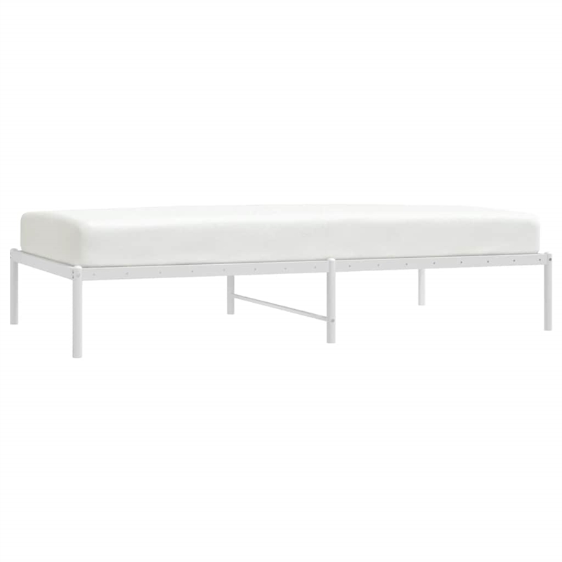 Bowery Hill Powder-Coated Steel Single Bed Frame in White Steel