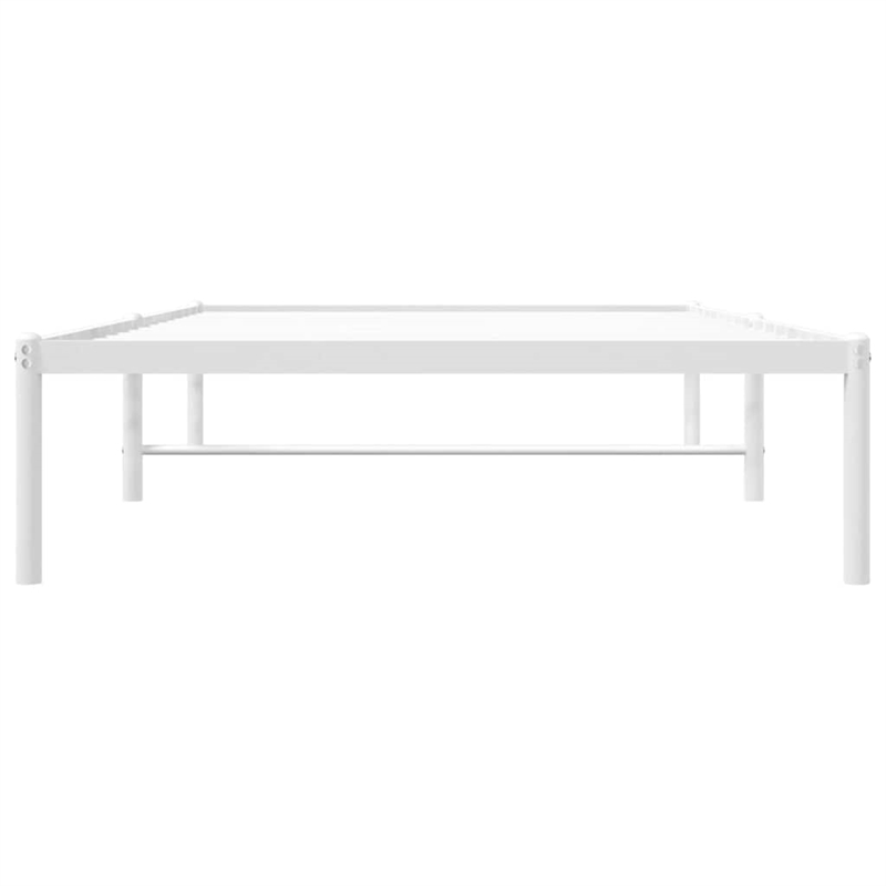 Bowery Hill Powder-Coated Steel Single Bed Frame in White Steel