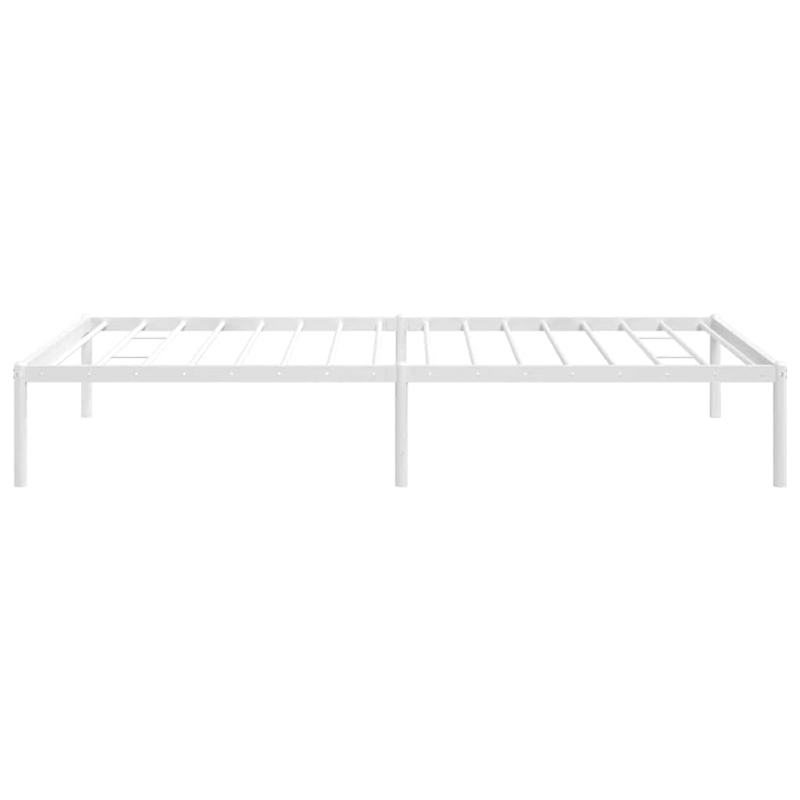 Bowery Hill Powder-Coated Steel Single Bed Frame in White Steel