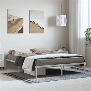 Bowery Hill Powder-Coated Steel King Size Bed Frame in White