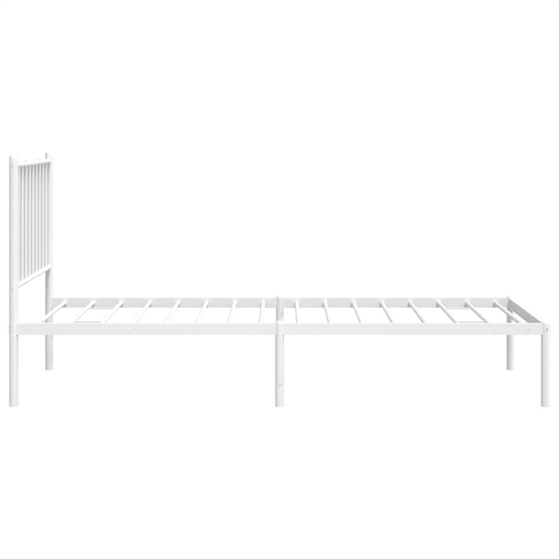 Bowery Hill Rectangular Small Steel Single Bed Frame in White