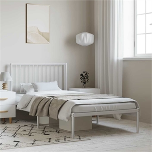 Bowery Hill 39.4 x 78.7 Powder-Coated Steel Bed Frame in White