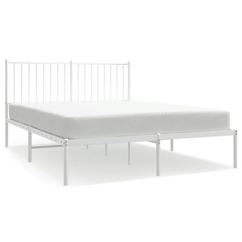 Bowery Hill Rectangular Powder-Coated Steel Full Bed Frame in White