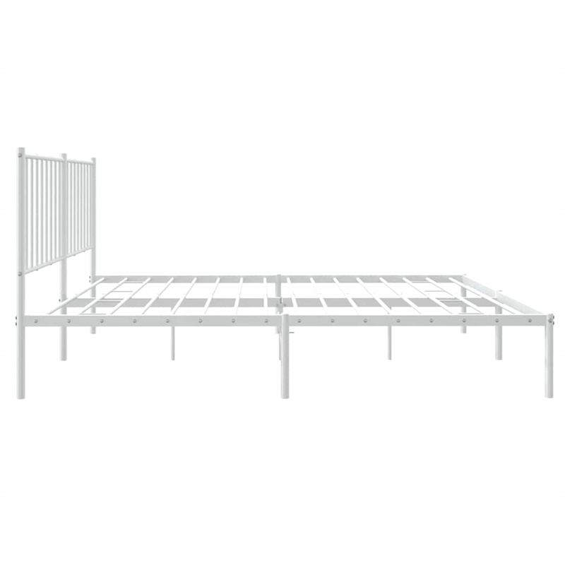 Bowery Hill Rectangular Powder-Coated Steel Full Bed Frame in White