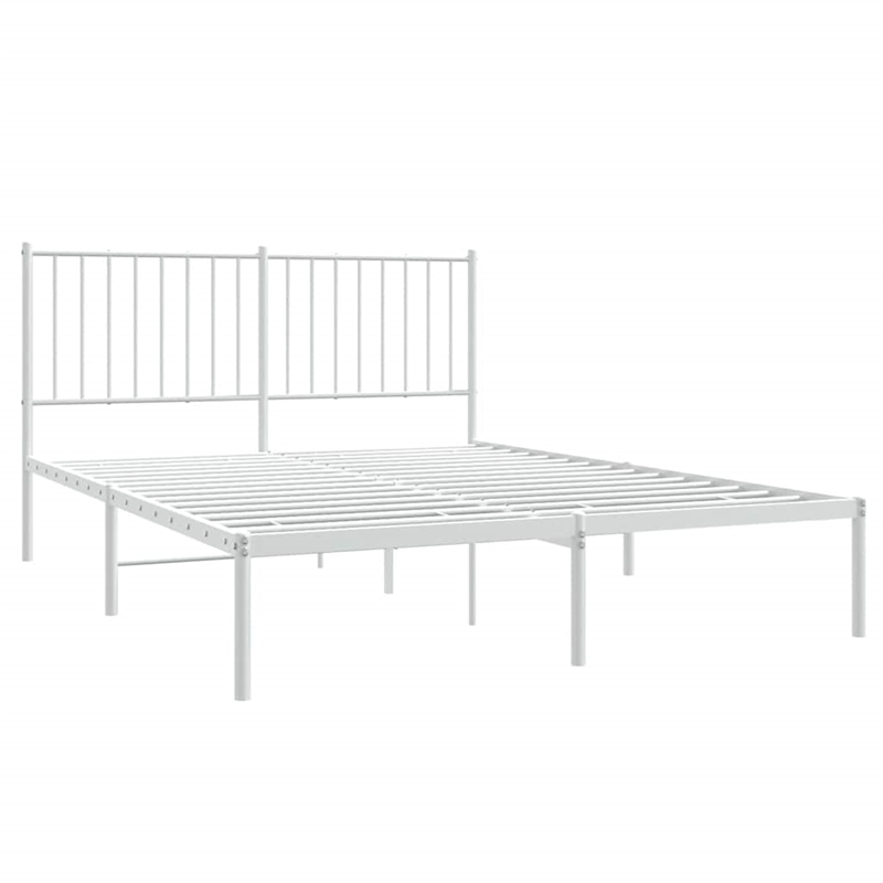 Bowery Hill Rectangular Powder-Coated Steel Full Bed Frame in White