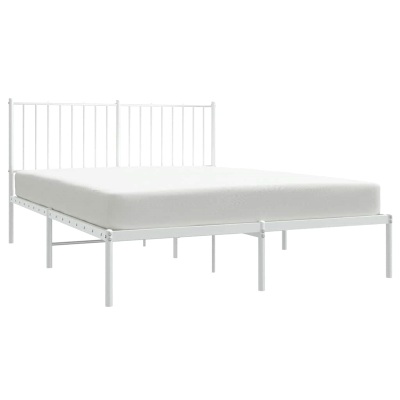 Bowery Hill Rectangular Powder-Coated Steel Full Bed Frame in White