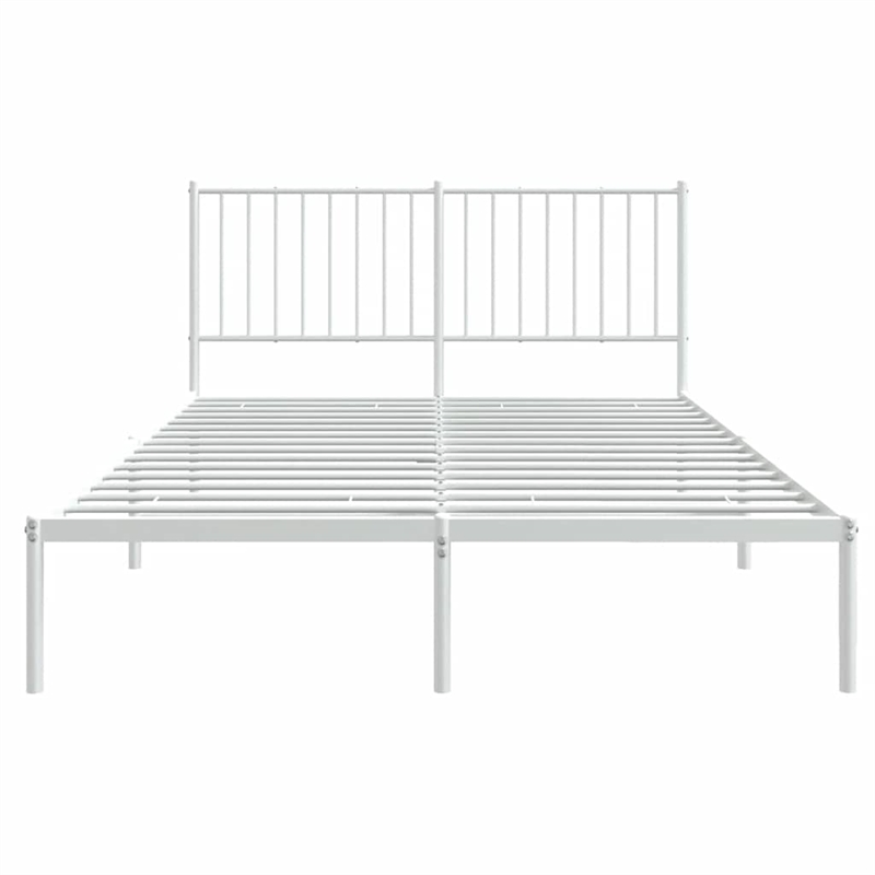 Bowery Hill Rectangular Powder-Coated Steel Full Bed Frame in White