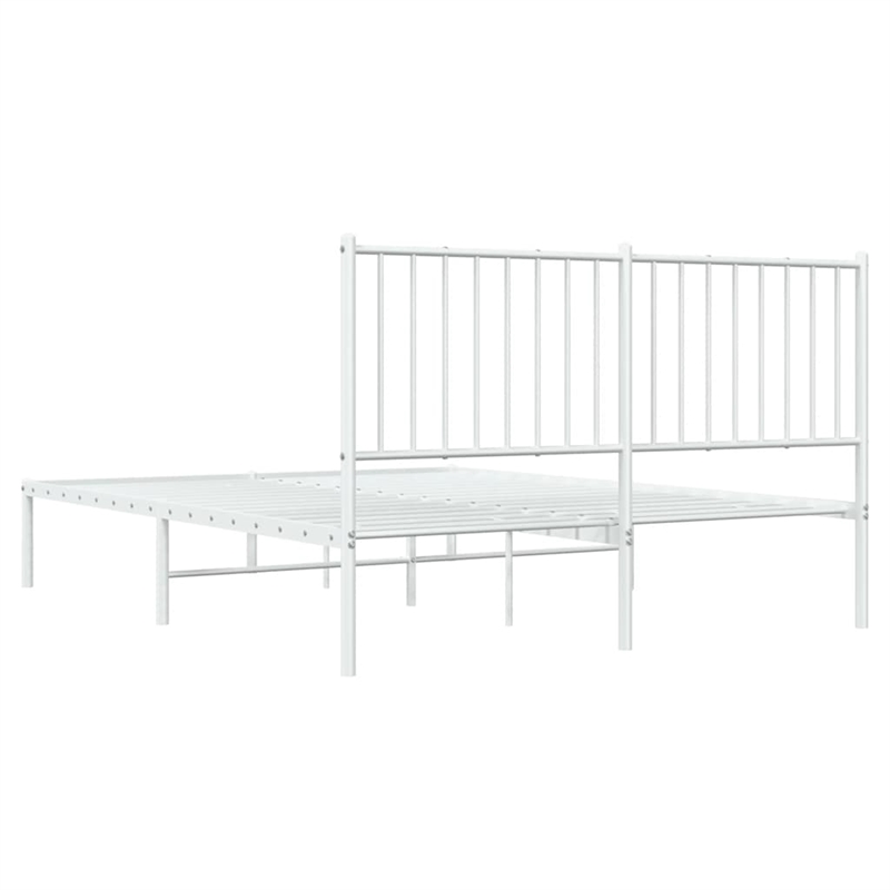 Bowery Hill Rectangular Powder-Coated Steel Full Bed Frame in White