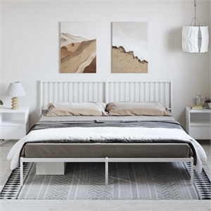 Bowery Hill Contemporary 76 X 80 Powder-Coated Steel Bed Frame in White