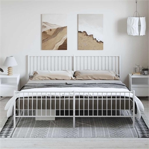 Bowery Hill Contemporary 76 X 80 Powder-Coated Steel Bed Frame in White