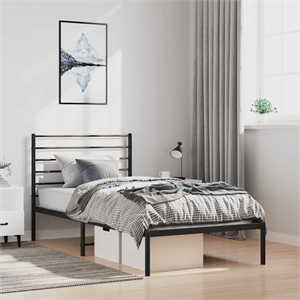 Bowery Hill Contemporary Powder-Coated Steel Single Bed Frame in Black