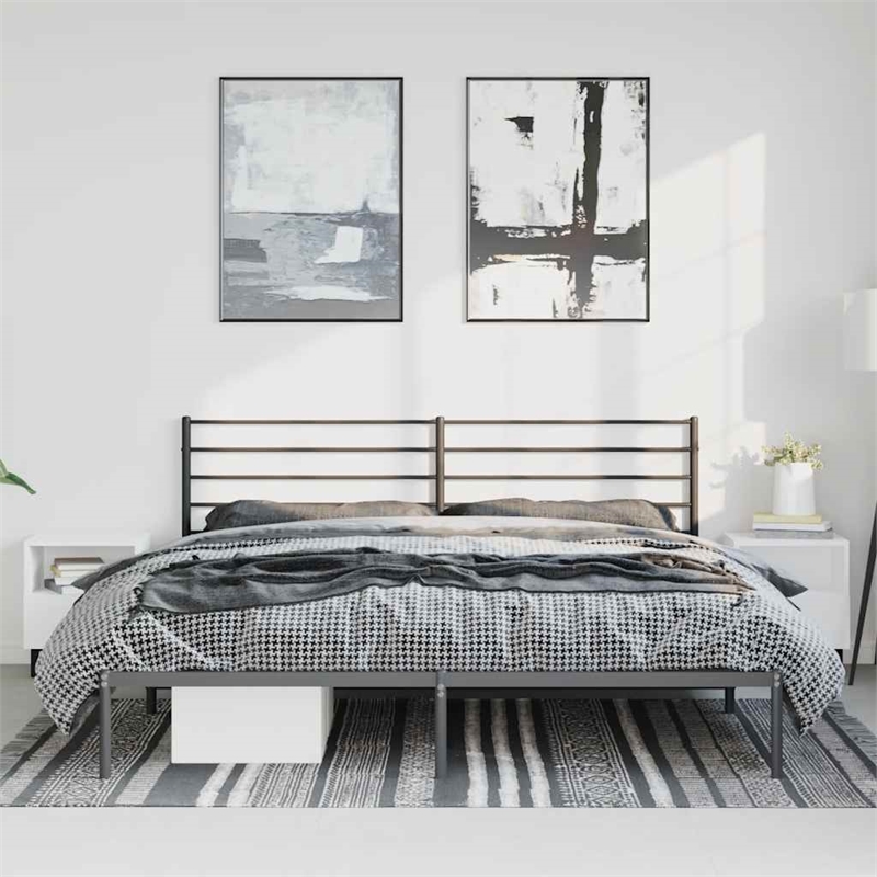 Bowery Hill Rectangular Steel Cal King/Double Bed Frame in Black