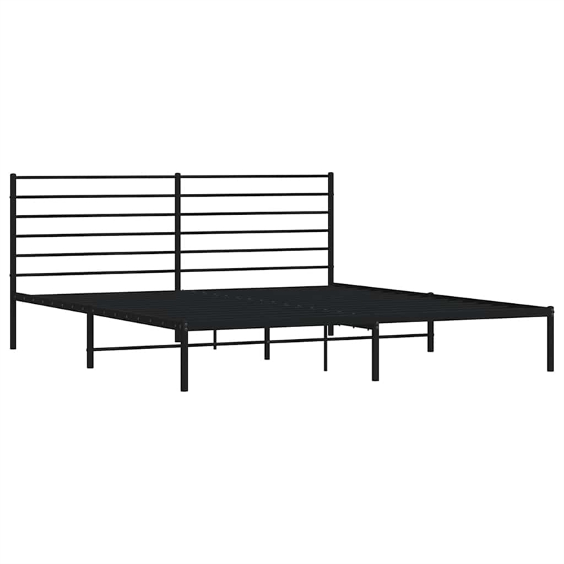 Bowery Hill Rectangular Powder-Coated Steel Full Bed Frame in Black