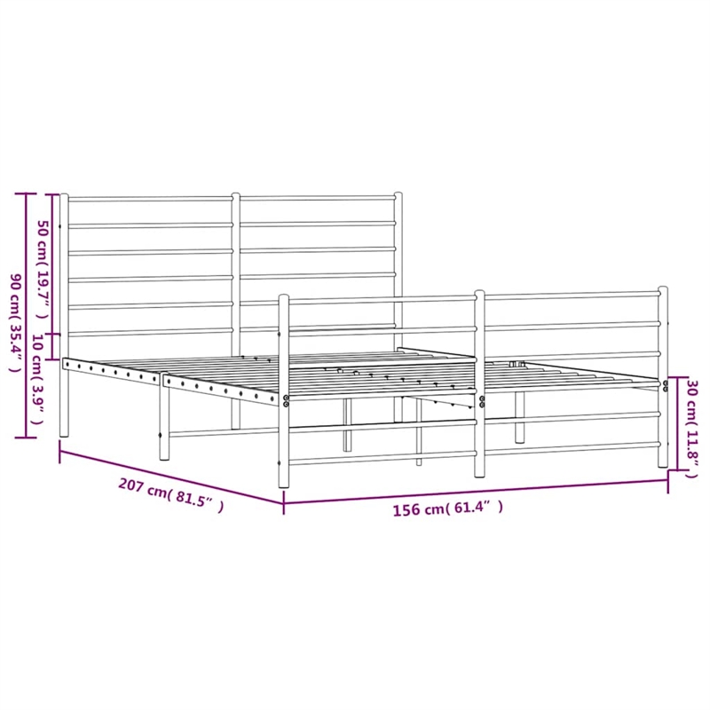 Bowery Hill Rectangular Traditional Steel King Bed Frame in Black
