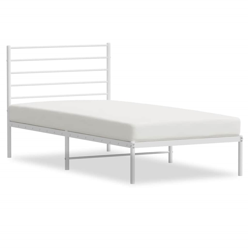 Bowery Hill Powder-Coated Steel Single Traditional Durable Bed Frame in White