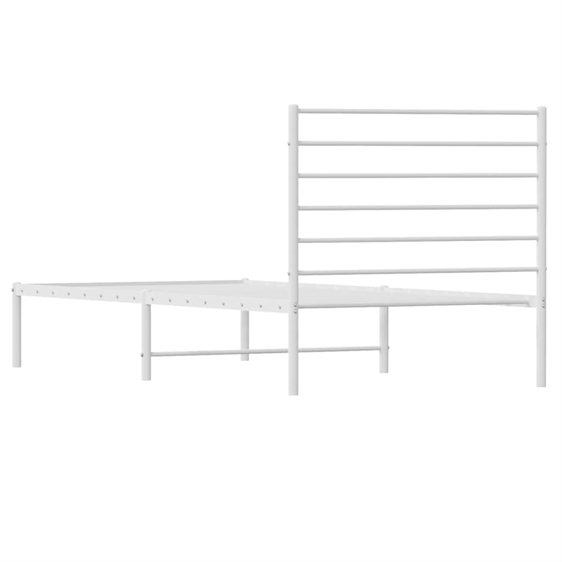 Bowery Hill Powder-Coated Steel Single Traditional Durable Bed Frame in White