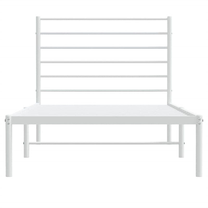 Bowery Hill Powder-Coated Steel Single Traditional Durable Bed Frame in White