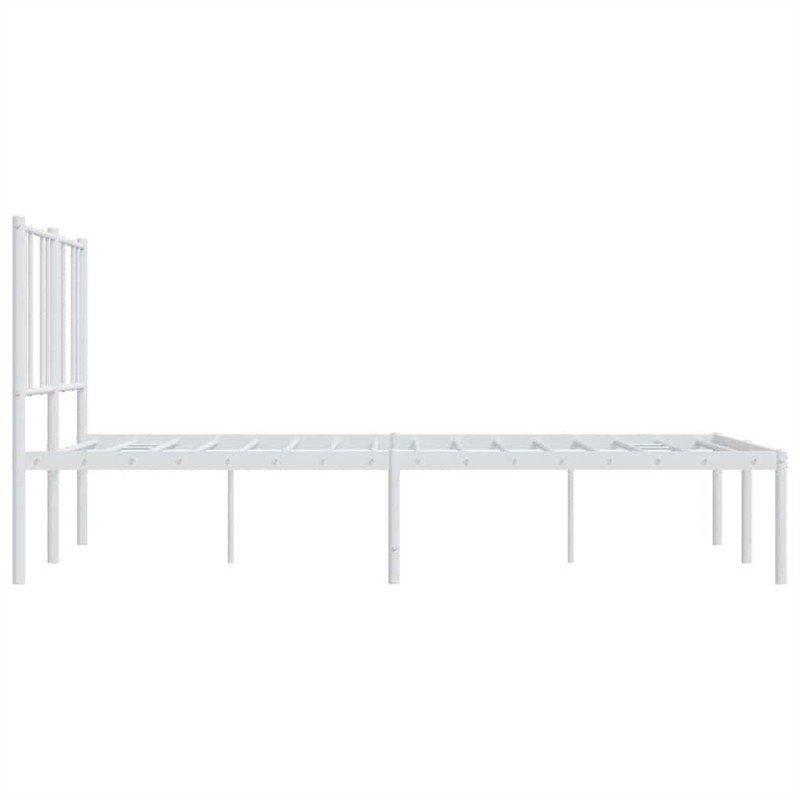 Bowery Hill Powder-Coated Steel Queen Size Bed Frame in White