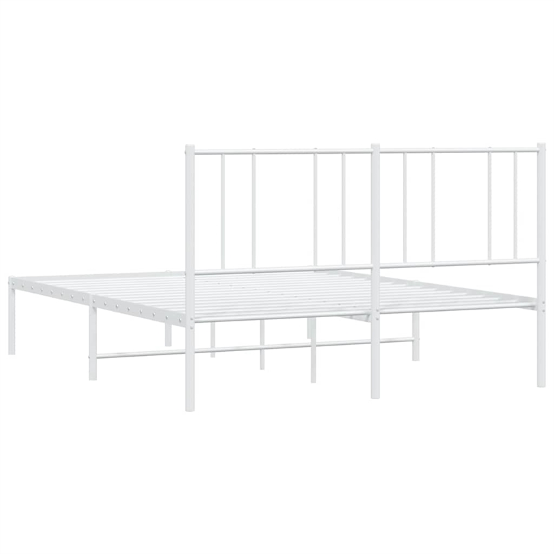Bowery Hill Powder-Coated Steel Queen Size Bed Frame in White