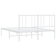 Bowery Hill Powder-Coated Steel Queen Size Bed Frame in White