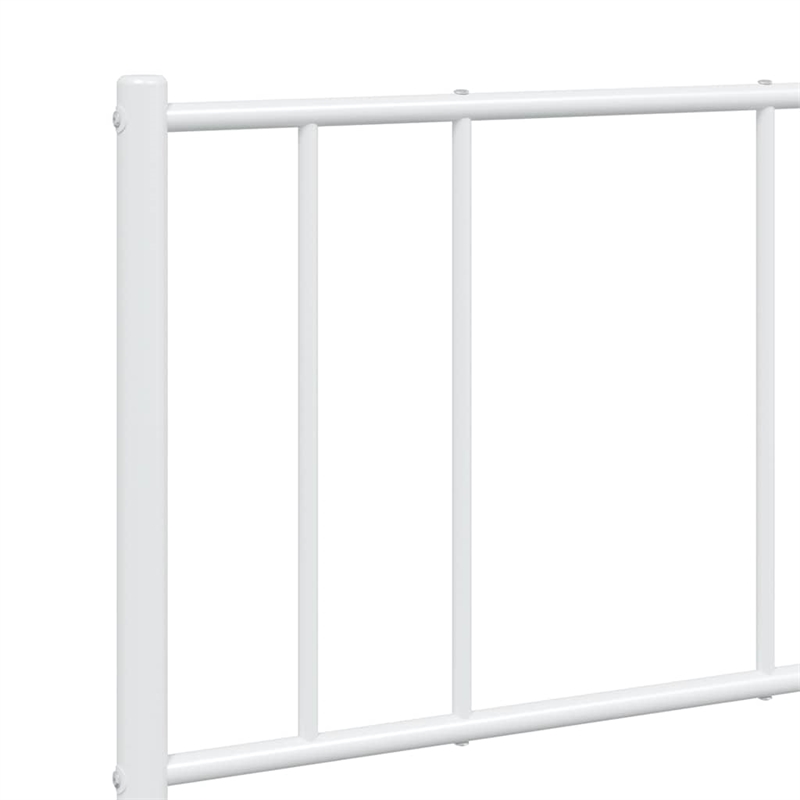 Bowery Hill Powder-Coated Steel Queen Size Bed Frame in White