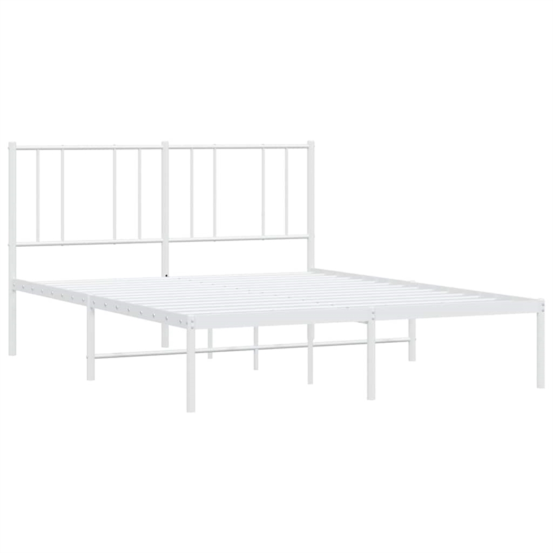 Bowery Hill Powder-Coated Steel Queen Size Bed Frame in White