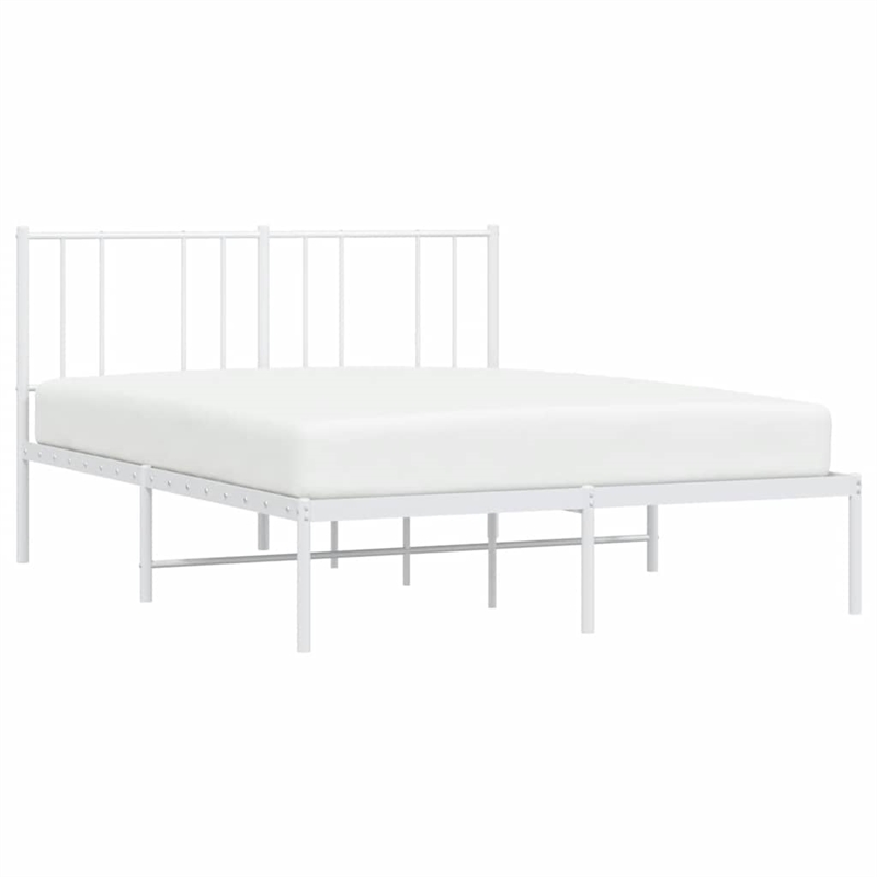 Bowery Hill Powder-Coated Steel Queen Size Bed Frame in White