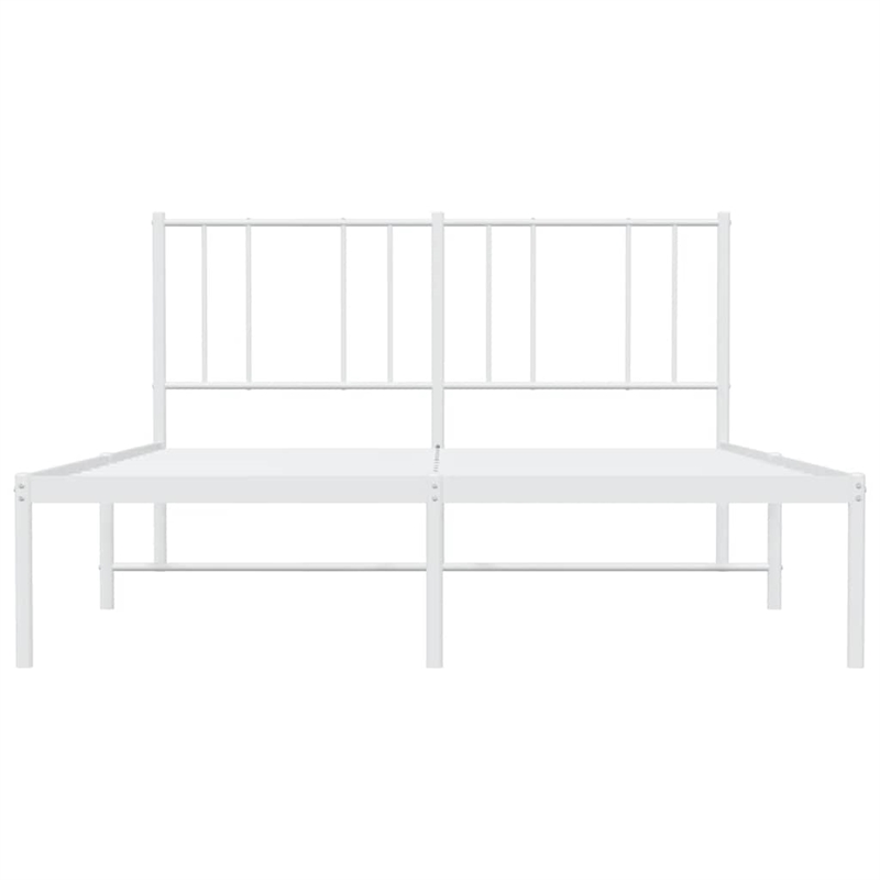 Bowery Hill Powder-Coated Steel Queen Size Bed Frame in White