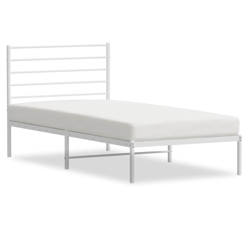 Bowery Hill Rectangular Powder-Coated Steel Twin Bed Frame in White